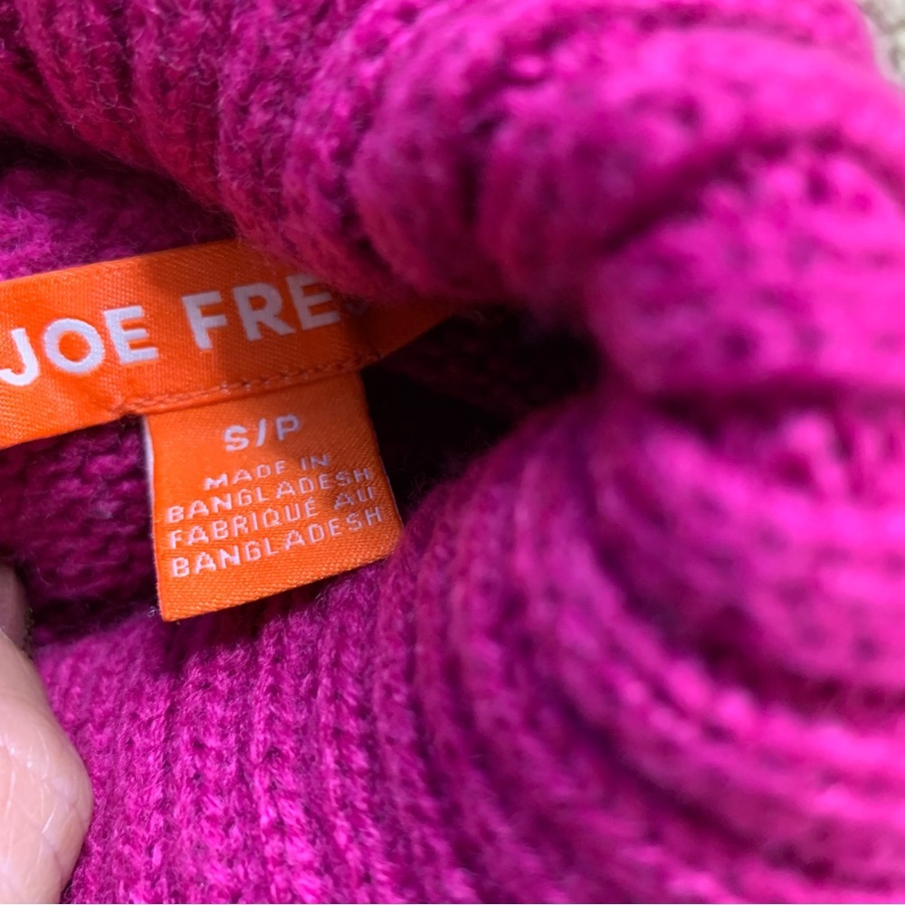 JOE FRESH Barbiecore Chunky Knit Hi-Lo Turtleneck Sweater S - Picture 9 of 10